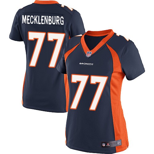 Women's Limited Karl Mecklenburg Nike Jersey Navy Blue Alternate - #77 NFL Denver Broncos